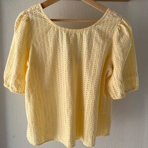 Soft Yellow Eyelet Women's Top